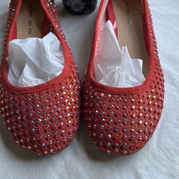 Antonio Melani Coral Suede Jeweled Ballet Flats 8.5 Slip On Bedazzled - Picture 2 of 8